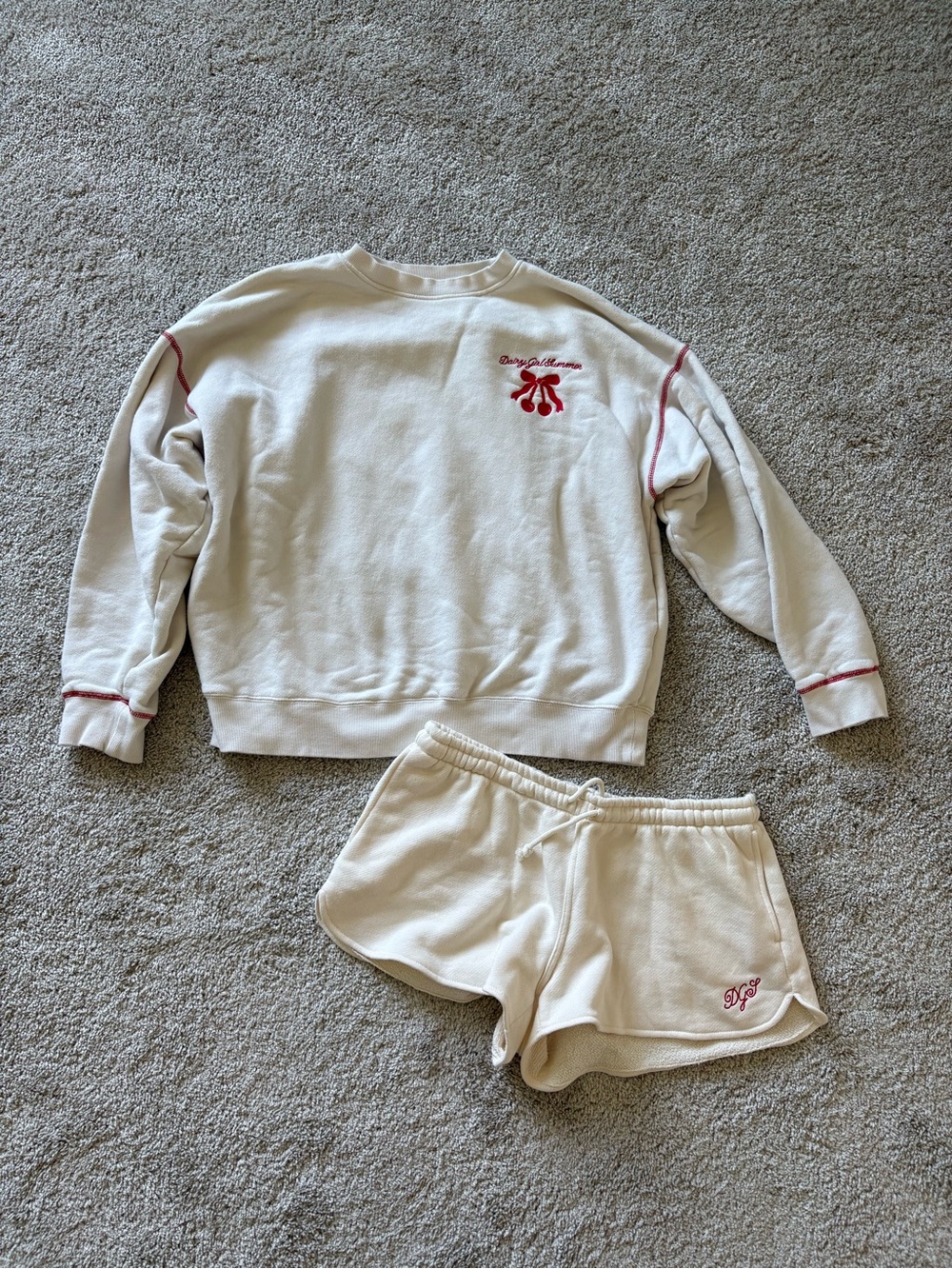Dairy Boy Dairy Girl Summer 2024 Cherry Stitch Crewneck and Shorts - Picture 4 of 7